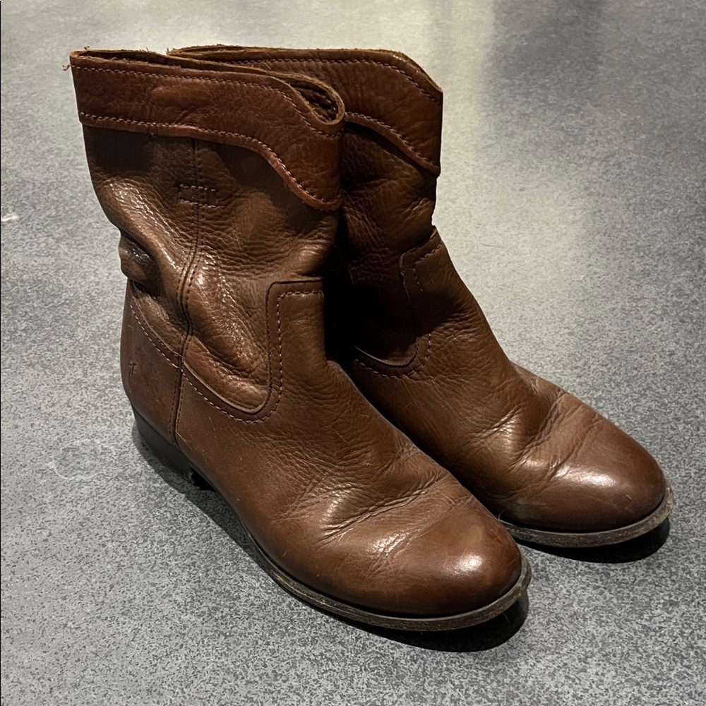 Frye Brown Leather Ankle Boots